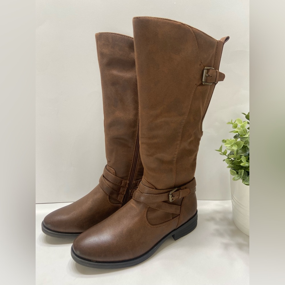 NEW Baretraps Alysha Women's Leather Knee High Zip Up Boots Brown 8.5 $99